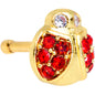 20G 7mm Red Gem Gold Tone Ladybug Nose Bone