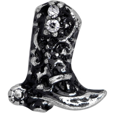 16G 1/4 Clear Gem Cowboy Boot Cartilage Tragus Earring