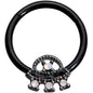 16G 3/8 White Faux Opal Black UFO Hinged Segment Ring