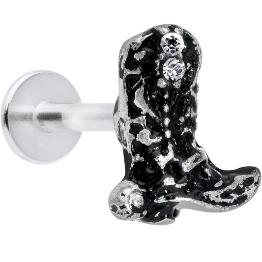 16G 5/16 Clear Gem Cowboy Boot Labret Monroe Tragus