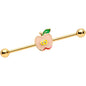 14G Gold Tone Sweet Apple Industrial Barbell 38mm