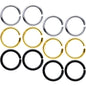 16G 5/16 Steel Black Gold Tone Seamless Cartilage Ring Set of 12