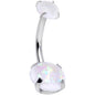 White Faux Opal Grade 23 Titanium Internally Threaded Belly Ring