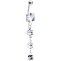 Clear CZ Gem Grade 23 Titanium Tiered Dangle Belly Ring