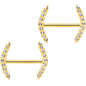 14G 9/16 Clear Gem Gold Tone Simple Curve Barbell Nipple Ring Set