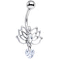 Clear Gem Heart Lotus Flower Love Dangle Belly Ring