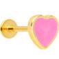 16G 5/16 Gold Tone Pink Heart Valentines Day Labret Tragus Monroe