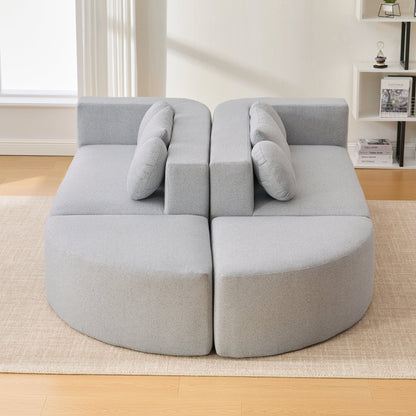 Sectional Sofa U-Shape Modular Boucle Gray 6-Seat Deep Seating 114.9x64.5 In