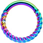 14G 3/8 Rainbow Twisted Elegance Cartilage Septum Clicker