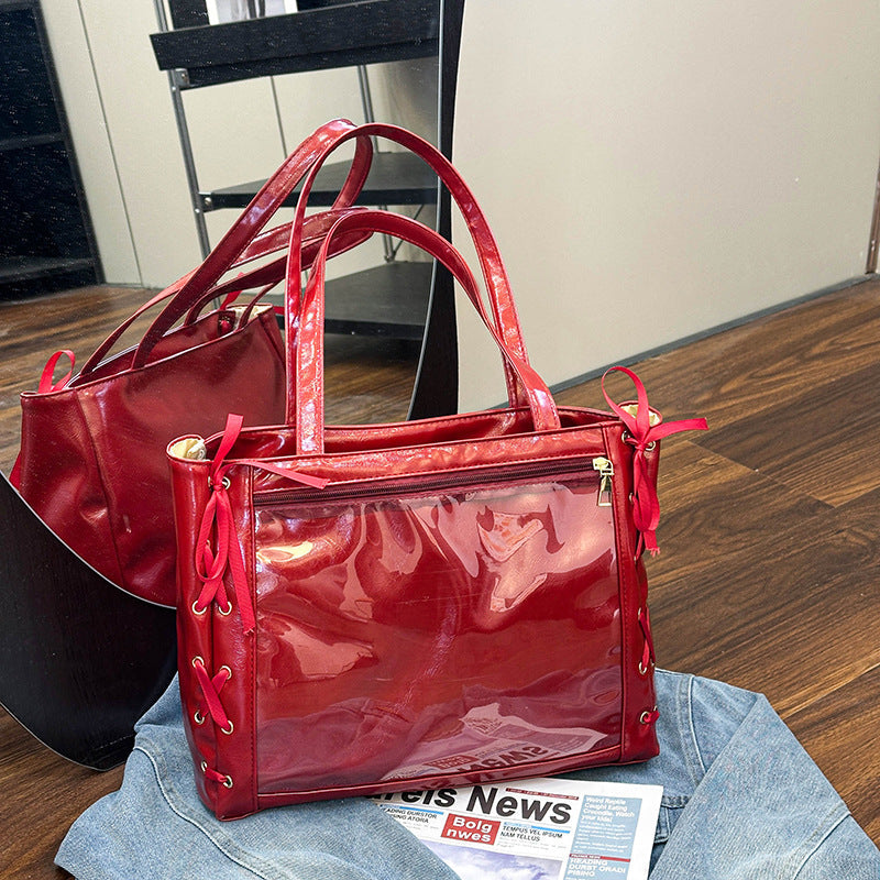Large-Capacity Ribbon Bow Handheld Shoulder Bag