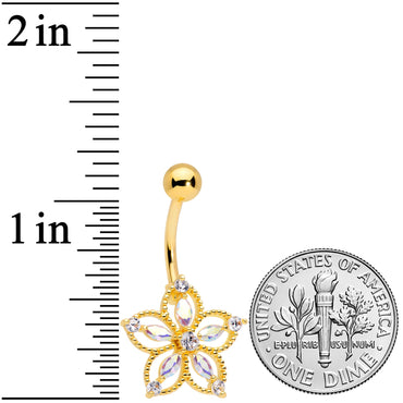 Aurora CZ Gem Gold Tone Airy Flower Belly Ring