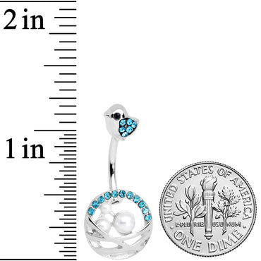 Aqua Gem Chick Basket of Eggs Belly Ring