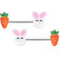 14G 9/16 Carrot Easter Bunny Barbell Nipple Ring Set