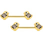 14G 9/16 Clear Gem Gold Tone Easter Chick Nipple Ring Set