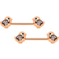14G 9/16 Clear Gem Rose Gold Tone Easter Chick Nipple Ring Set