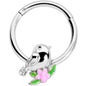 16G 3/8 Bird Pink Flower Hinged Segment Ring
