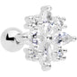 16G 1/4 Clear CZ Gem Star Burst Cartilage Tragus