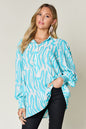 Smocked Long Sleeve Top with Alluring Print
