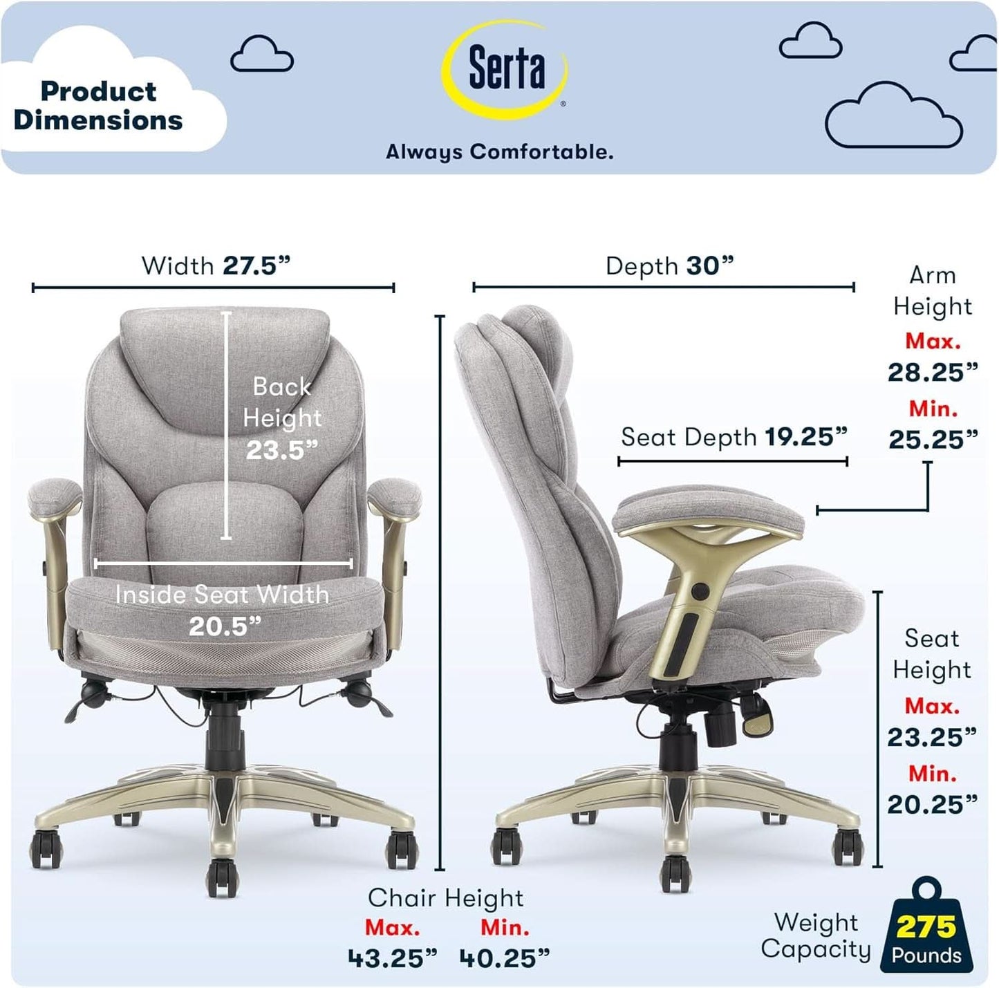 Ergonomic Executive Office Chair With Motion Technology Gray