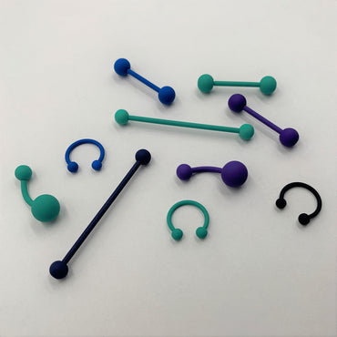 Beautiful Blue Matte Barbell Tongue Ring