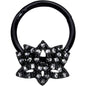 16G 3/8 Clear CZ Gem Black Lotus Flower Hinged Segment Ring