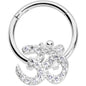 16G 3/8 Clear CZ Gem Amazing Om Hinged Segment Ring