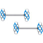 14G 9/16 Clear Gem Blue Celtic Knot Barbell Nipple Ring Set