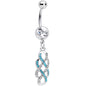 Clear Blue Gem Celtic Knot Dangle Belly Ring