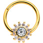 16G 3/8 Clear Gem Gold Tone Baroque Sun Hinged Segment Ring