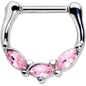 16G 5/16 Pink Gem Oval Trio Cartilage Clicker