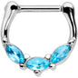 16G 5/16 Aqua Gem Oval Trio Cartilage Clicker