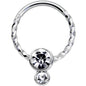 16G 3/8 Clear Gem Double Drop Duo Twisted Cartilage Clicker