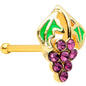 20G 1/4 Purple Gem Gold Tone Tasty Grapes Fruit Nose Bone