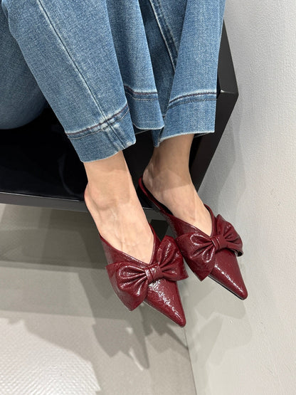 Women's Pointed-Toe PU Flat Mules