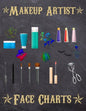 Makeup Artist Face Charts: Makeup cards to paint the face directly on paper with real make-up - Ideal for: professional make-up artists, vloggers - Paperback