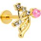 16G 5/16 Pink Faux Opal Gold Tone Cupids Bow Labret Monroe Tragus