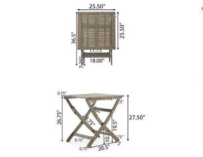 Outdoor Bistro Table Folding Acacia Wood Gray 25.5
