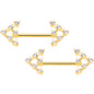14G 9/16 Clear Gem Gold Tone Arrow Barbell Nipple Ring Set