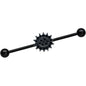 14G Black Gem Black Oval Gothic Sunburst Industrial Barbell 38mm