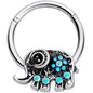 16G 3/8 Aqua Orb Curvy Elephant Hinged Segment Ring