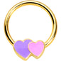 16G 3/8 Gold Tone Purple Hearts BCR Captive Ring