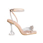 Transparent High Heel Sandals Stiletto Rhinestone Bow Shoes Party Shoes Women