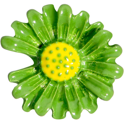 16G 1/4 Green Daisy Flower Cartilage Tragus Earring