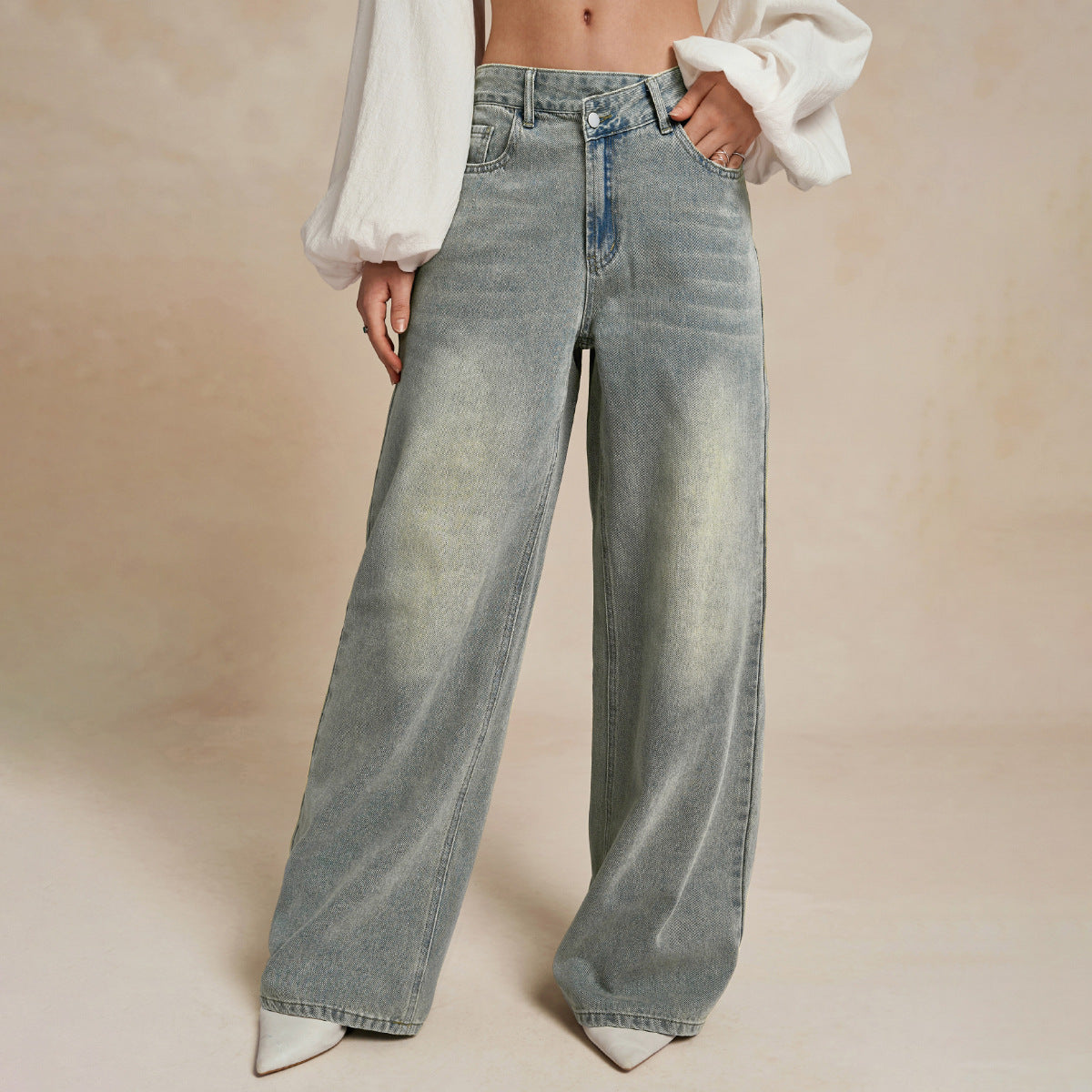 Loose Slightly Flared Street-style Trousers