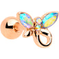 16G 1/4 Aurora Gem Rose Gold Tone Loop Butterfly Cartilage Tragus