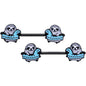 14G 9/16 Black Swimming Sloth Barbell Nipple Ring Set