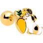 16G 1/4 Clear Gem Gold Tone Carrot Bunny Rabbit Cartilage Tragus