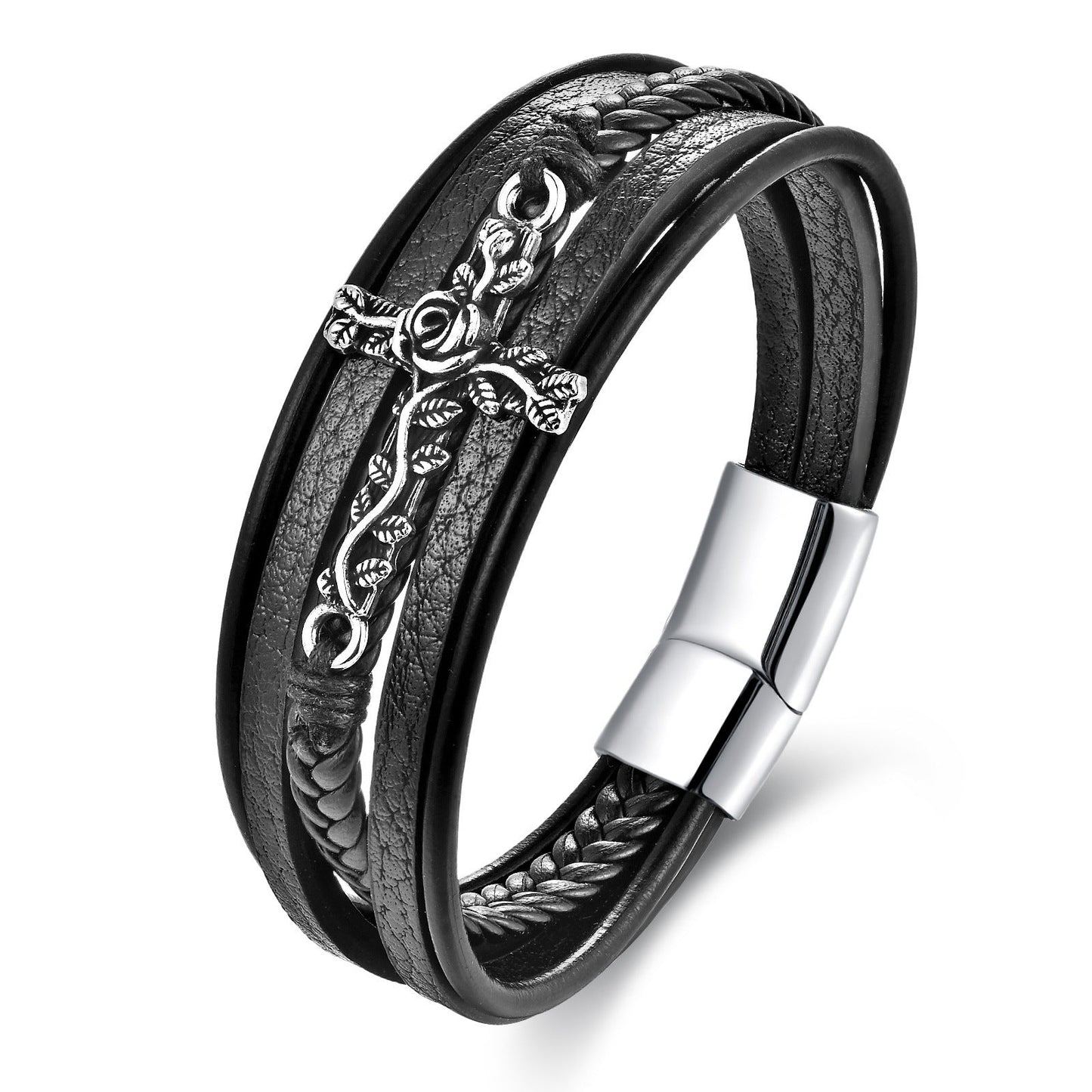 Retro Multi-layer Stainless Steel Creative Cross Bracelet