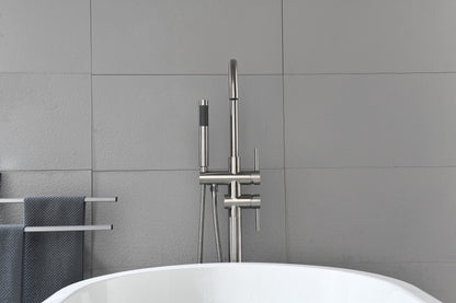 Floor Mounted Tub Faucet High Flow Freestanding Tub Filler with Handheld Shower Swivel