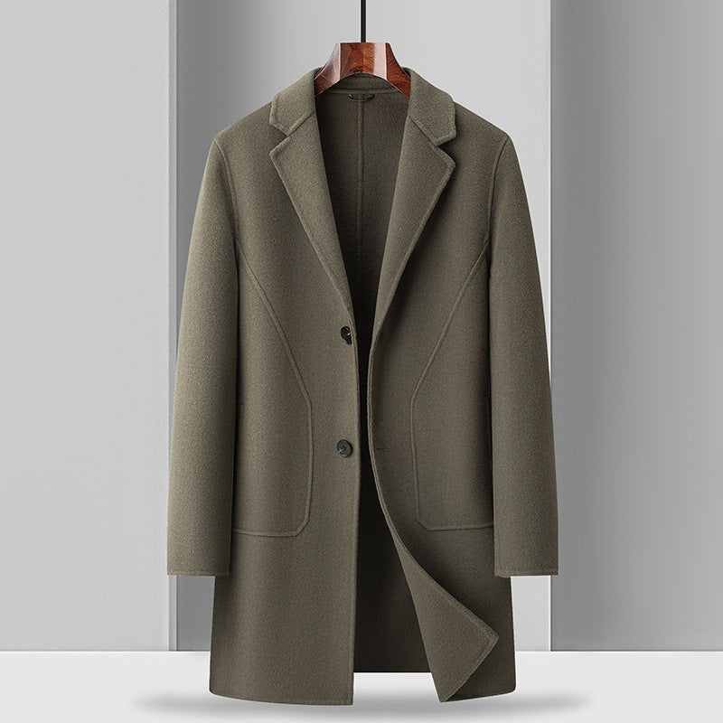 Men's Mid-Length Double-Faced Wool Coat